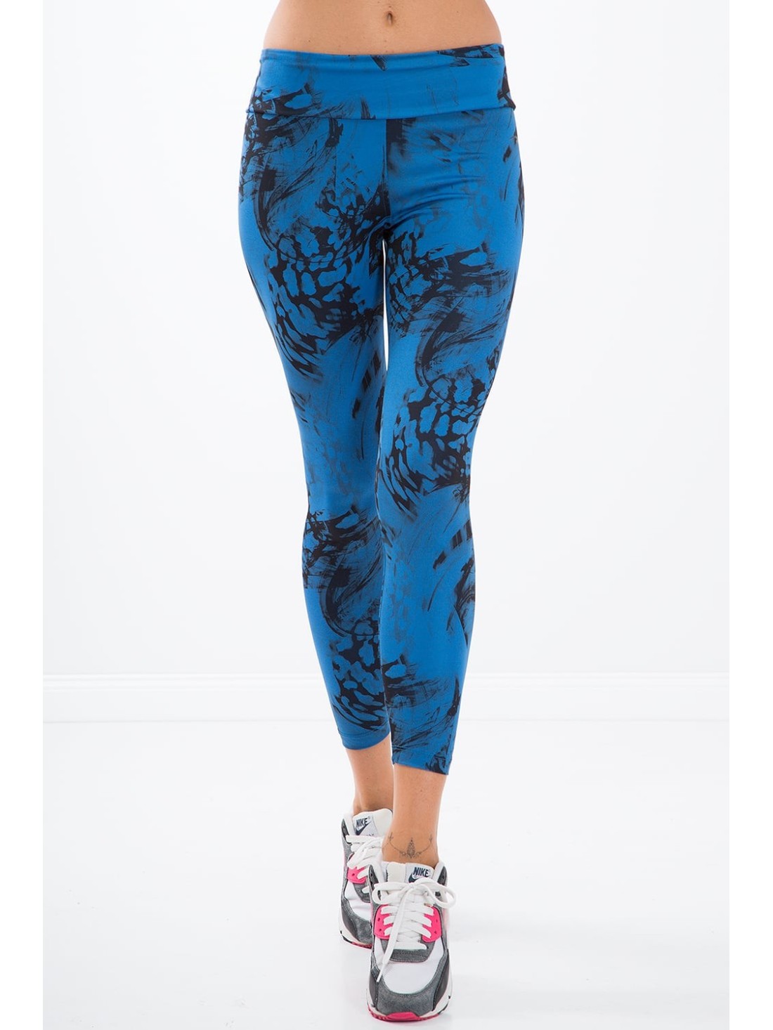 Blue leggings with black patterns H0060 - Online store - Boutique